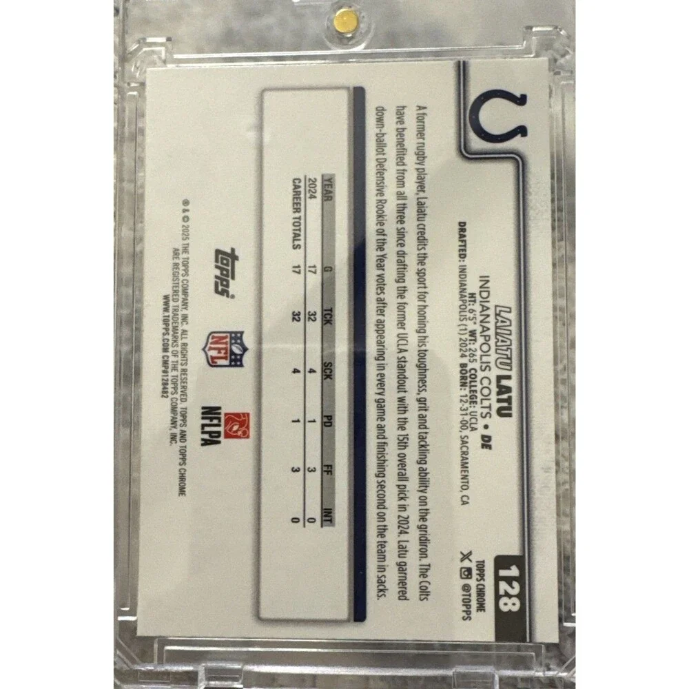 2025 Topps Chrome Laiatu Latu Indianapolis Colts #128 Scoreboard Refractor